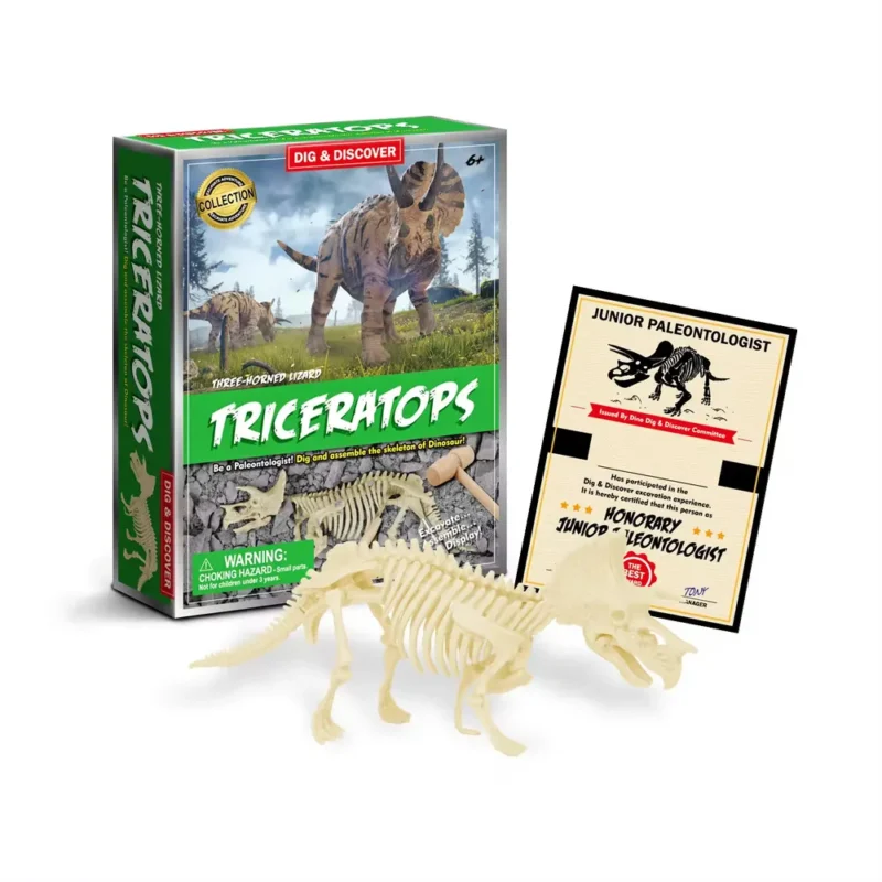 Dinosaur Toys Dino Toy Dinosaurs Fossil TRICERATOPS Bones Excavation Prehistoric animal Dig up Dino Best selling toy 2024 DIY Learning Educational STEM Science Kit Toy for Kids Gift