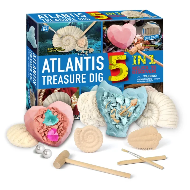 5 in 1 ATLANTIS TREASURE and Fossil Excavation Prehistoric animals