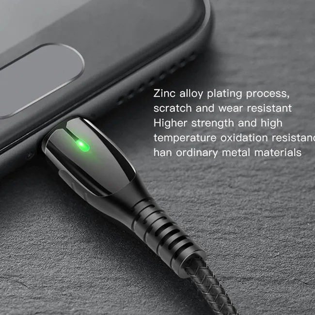 Yesido CA43 USB To TYPE C 1.2 Meter Nylon Braided Zinc Alloy Plated Data Cable with LED Indicator