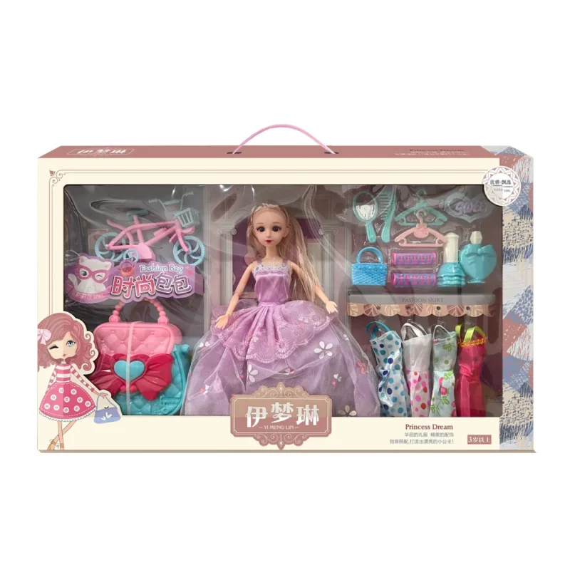Doll Dolls set PURPLE DRESS 55cm Clothes Set Barbie figure Like dolls Princess Dream Toys for Girls Fashion Creative Design Clothes Birthday Gift Baby Toys Princess dress up doll set for kids